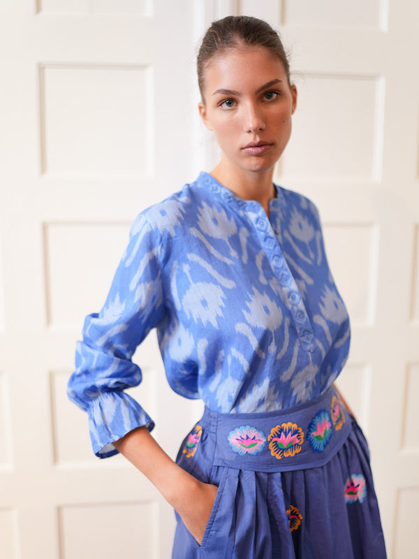 Curry Skirt Lotus Flower on Blue