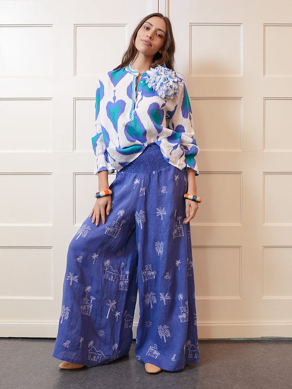 Broom Blouse Ikat Petrol