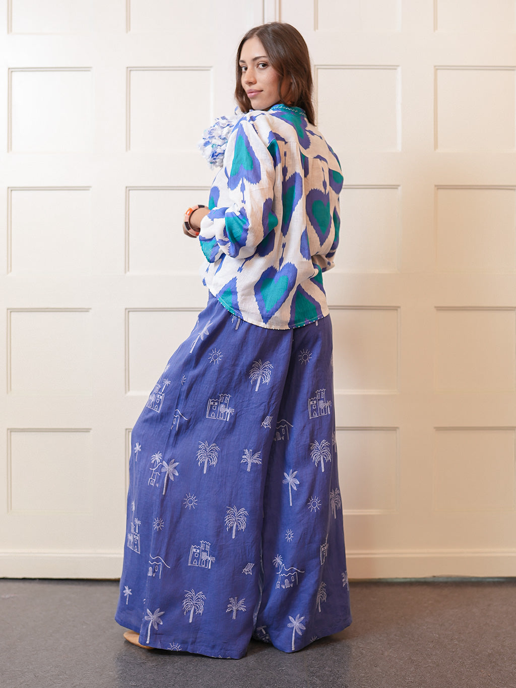 Broom Blouse Ikat Petrol