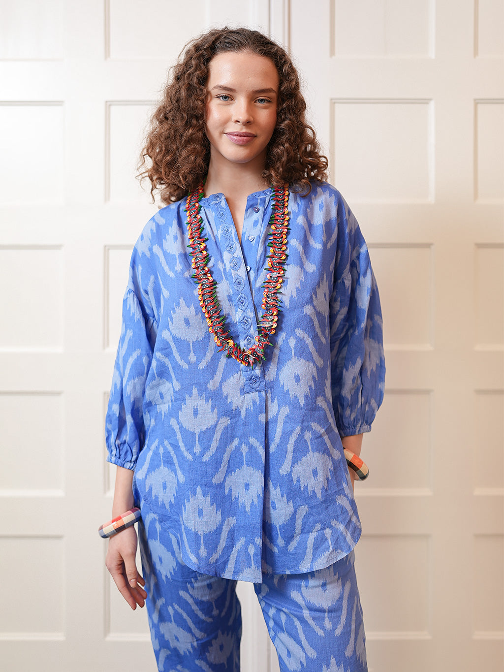 Sassafras Blouse Ikat Blue