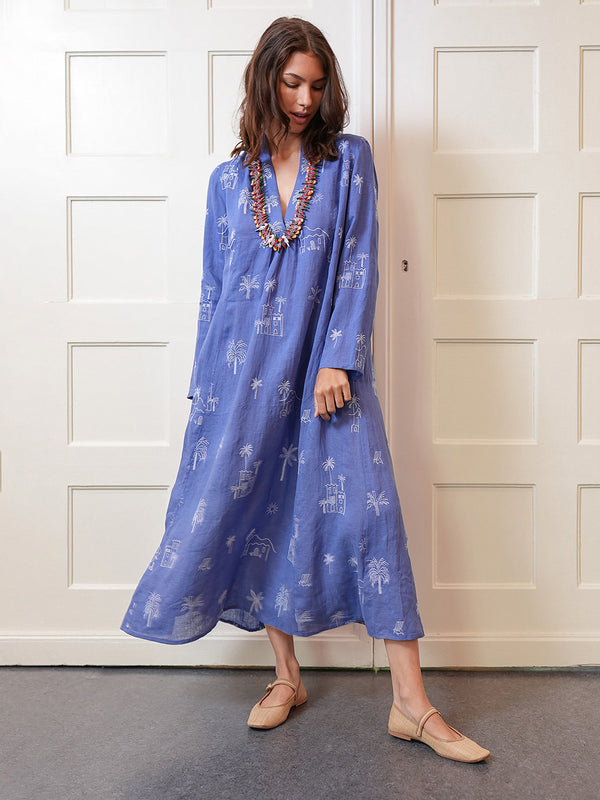 Sandalwood Dress Village on Blue