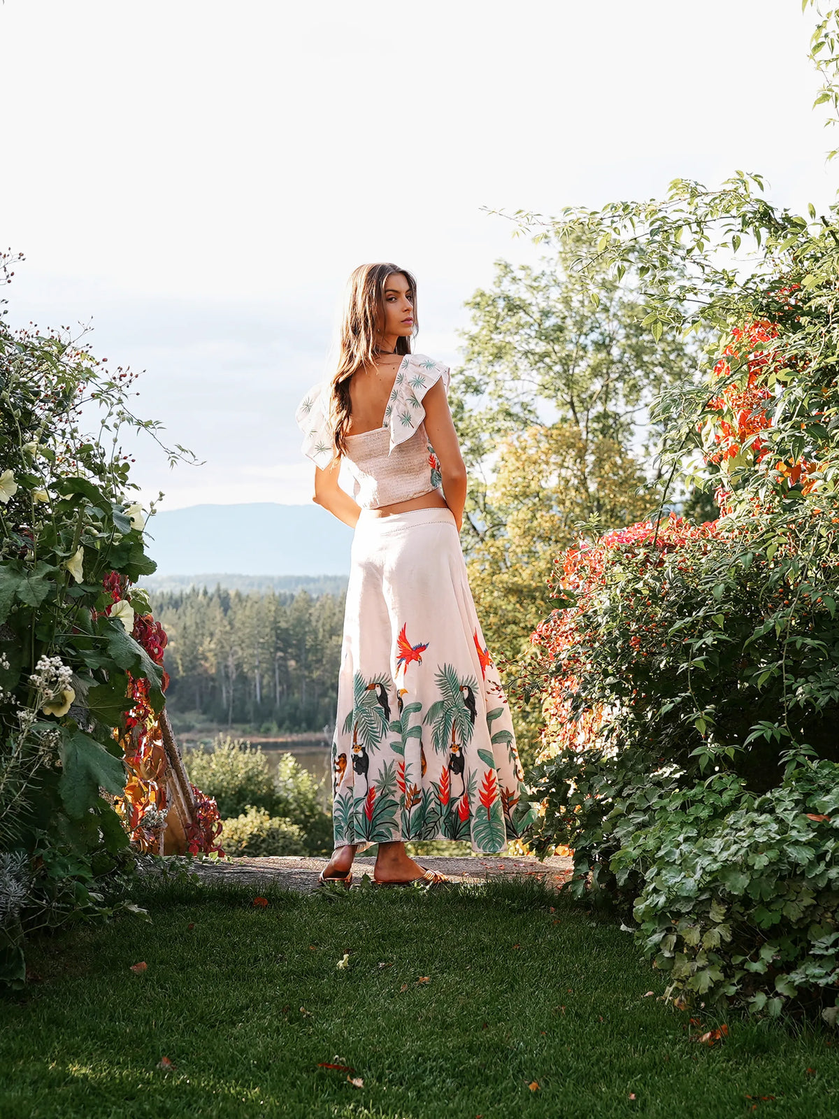 Lantana Skirt Brasil Embroidery on Blush Rose