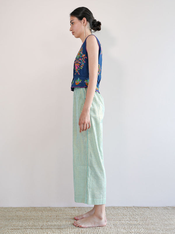 Fennel Pants Lurex Stripe Aqua
