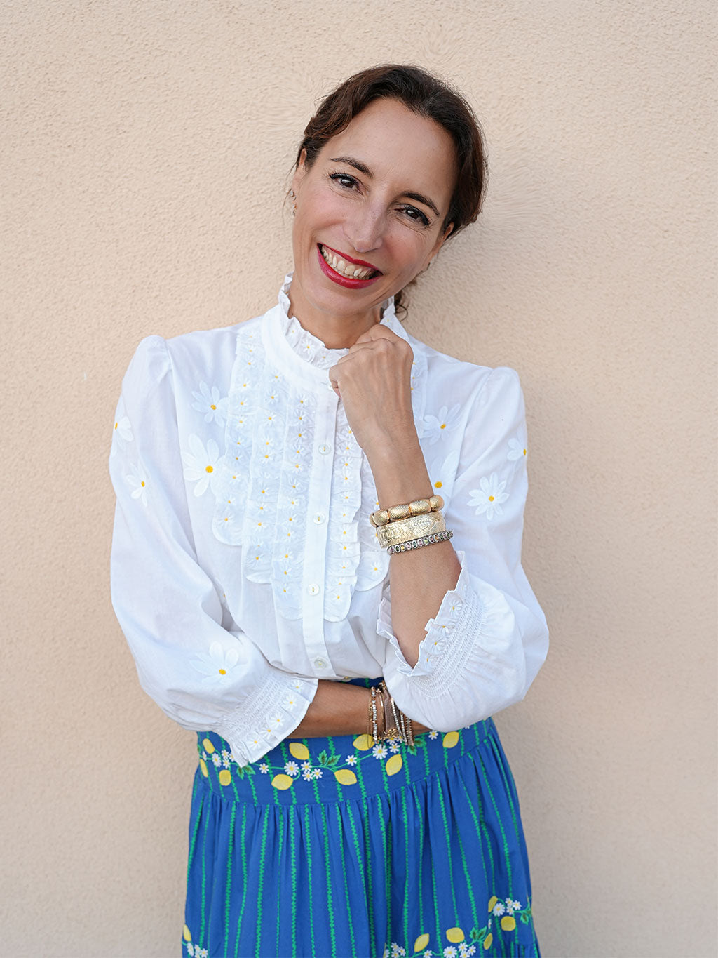 NIMO x CASA PERNICE Blouse White Flower Embroidery