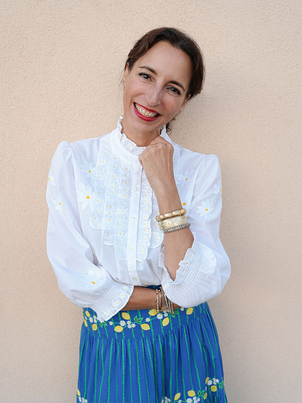 NIMO x CASA PERNICE Blouse White Flower Embroidery