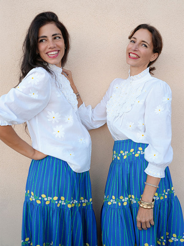 NIMO x CASA PERNICE Blouse White Flower Embroidery