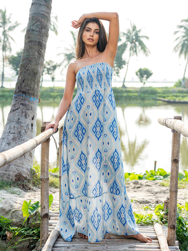 Caraway Dress Ikat Blue