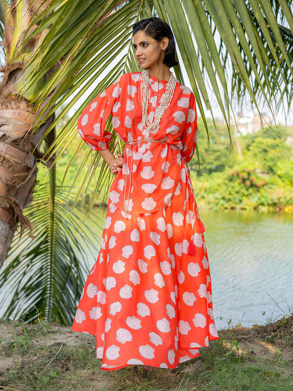 Sassafras Blouse Shells on Red