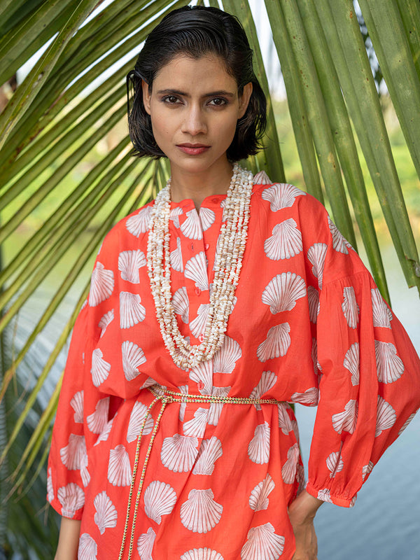 Sassafras Blouse Shells on Red