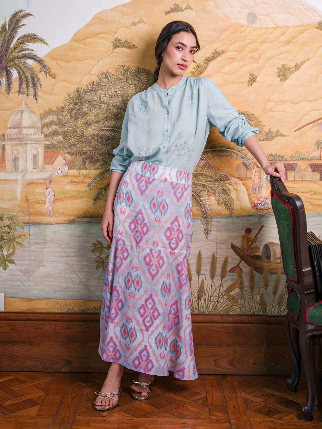 Red Amaranth Skirt Ikat Sorbet