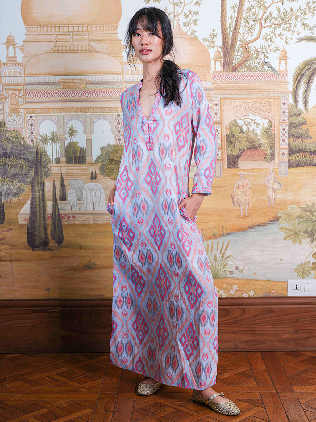 Sapphire Kaftan Long Ikat Sorbet
