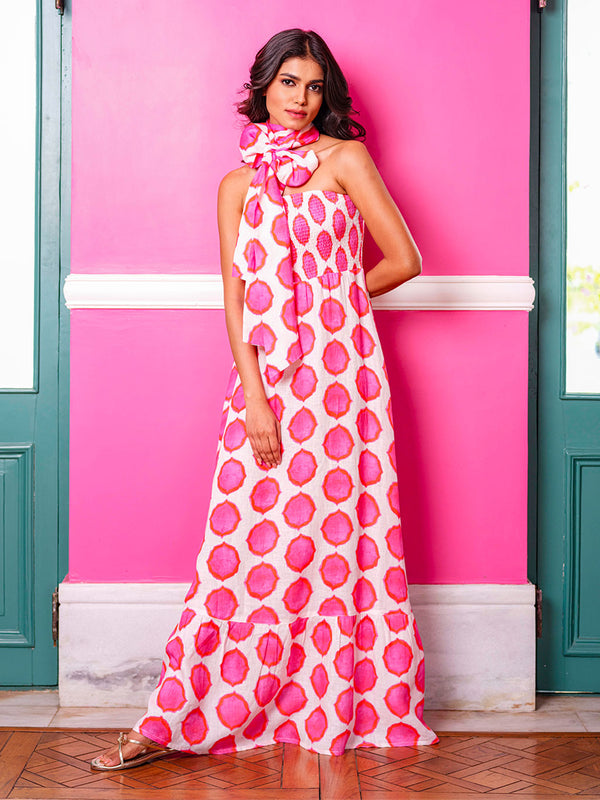 Caraway Dress Ikat Pink Orange