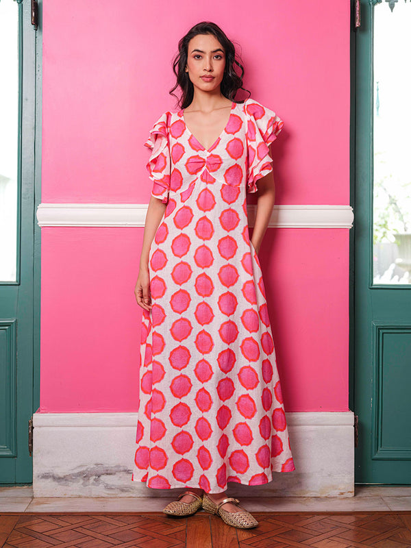 Belladonna Dress Ikat Pink Orange