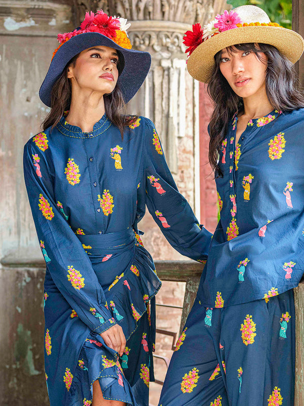 Purslane Blouse Flowerbunch on Navy