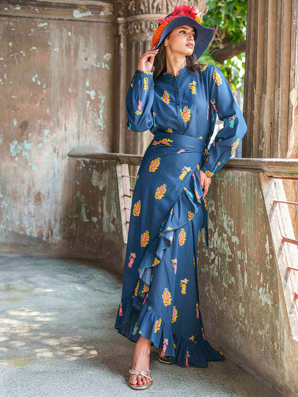 Purslane Blouse Flowerbunch on Navy