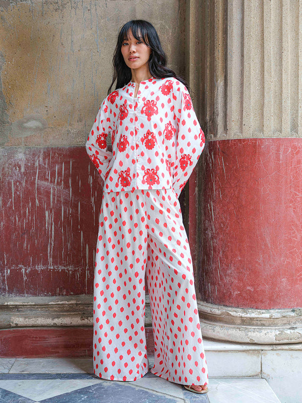 Comfrey Jacket Dots Red Gujarat Birds Embroidery