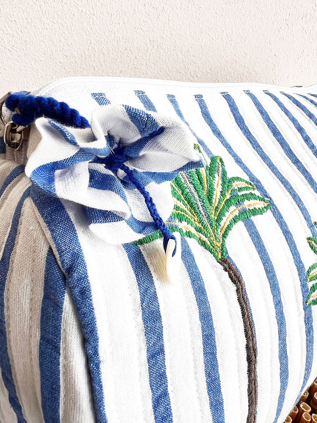 Wash Bag Blue Stripes on White