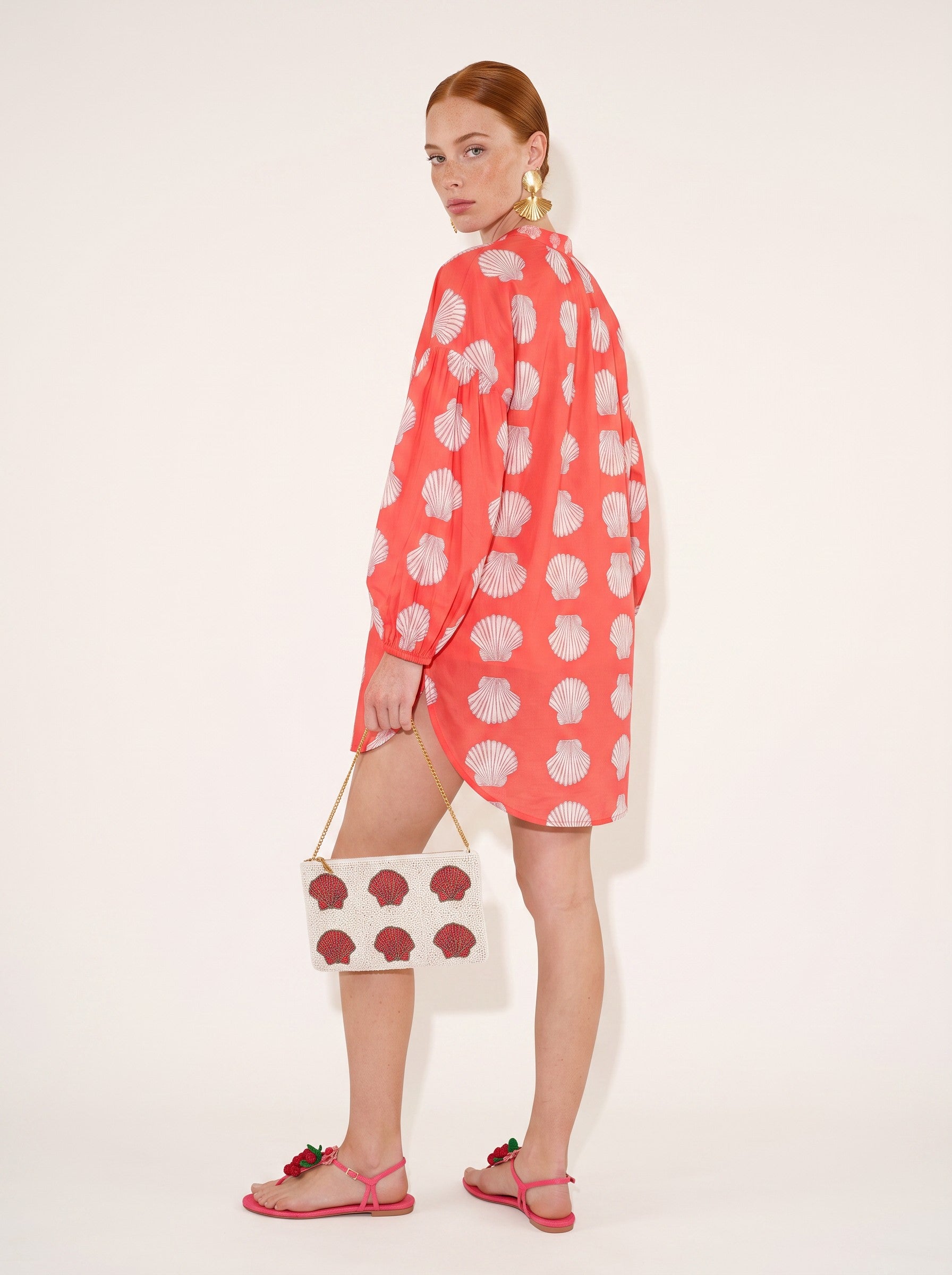 Sassafras Blouse Shells on Red