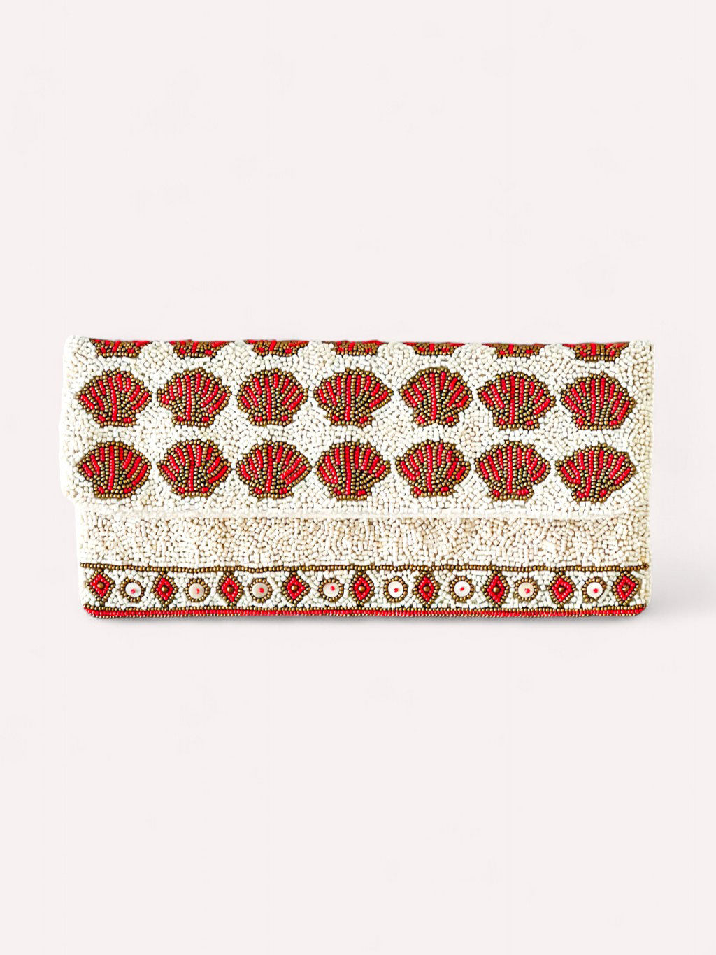Beaded Clutch Red Shells