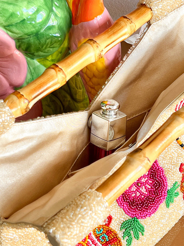 Beaded Bamboo Bag Elephant Red