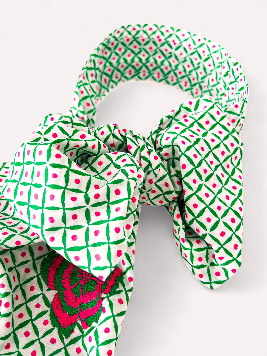 Scarf Belt Dotty Emerald Peony Embroidery