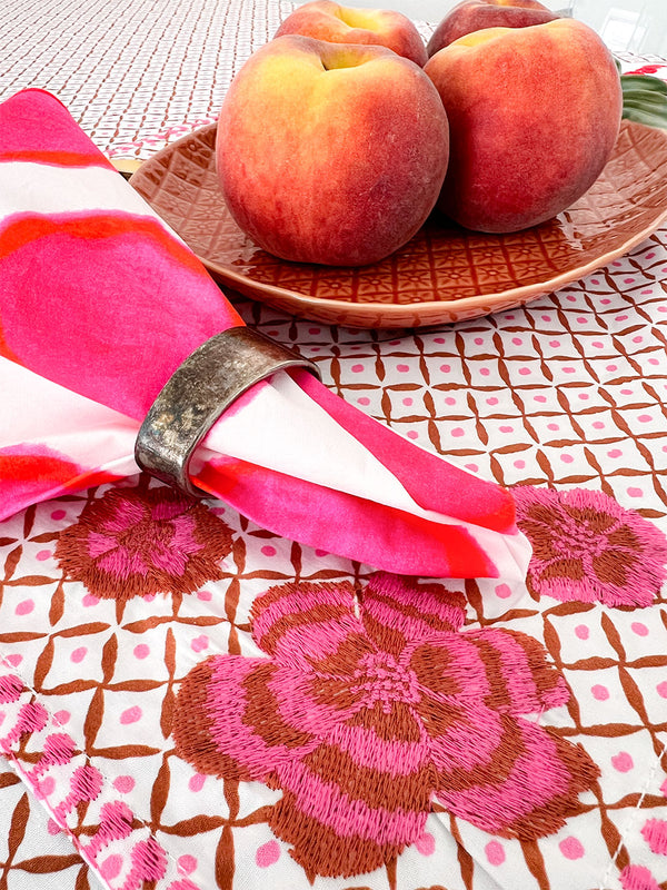Placemat Dotty Mustard Peony Embroidery
