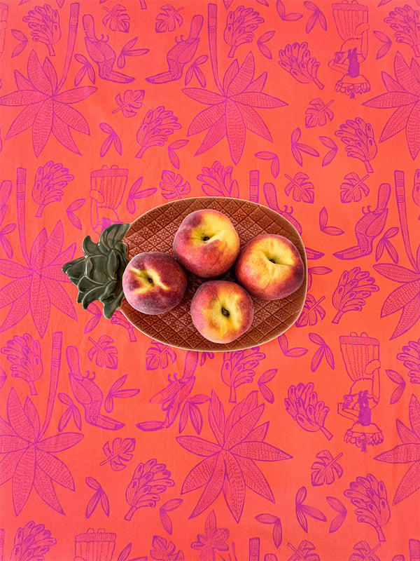 Detailed view of botanical orange print
