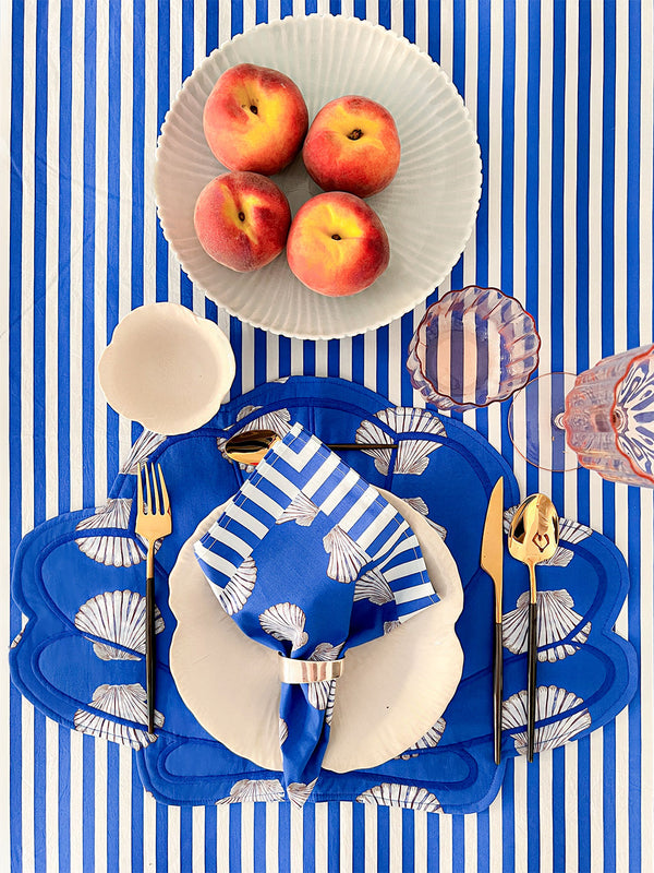 Napkin Shells on Blue with Stripes