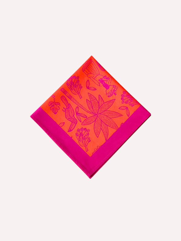 Colombia botanical linen napkin in orange and pink by Nimo With Love

