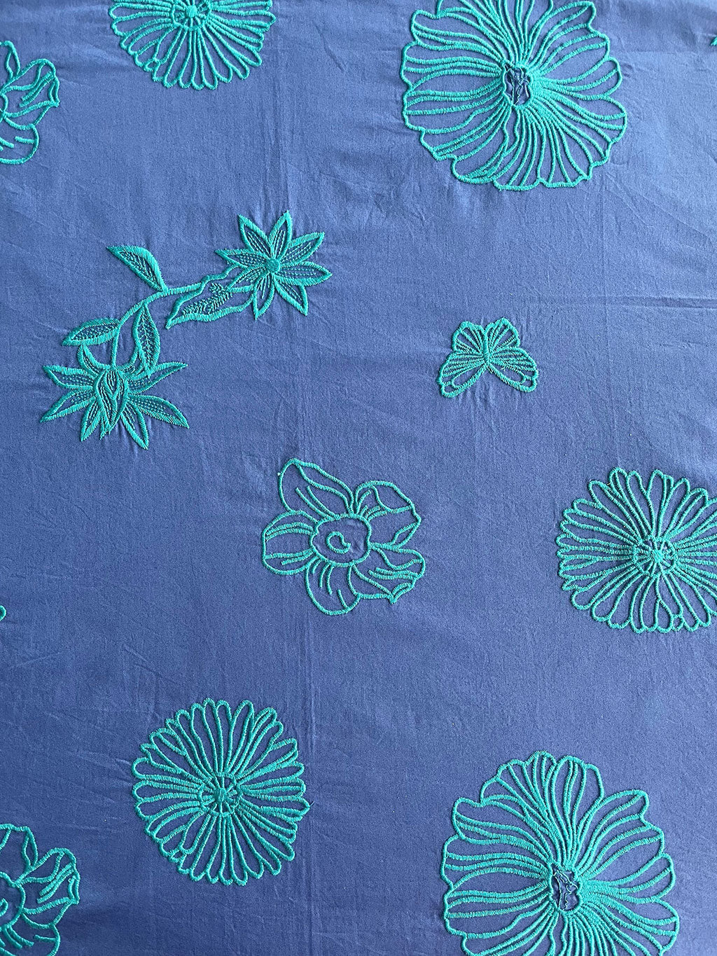 Tablecloth Petrol Flowers on Blue