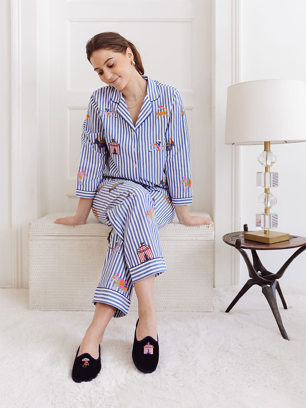 Furlane Loafer Navy Circus Embroidery