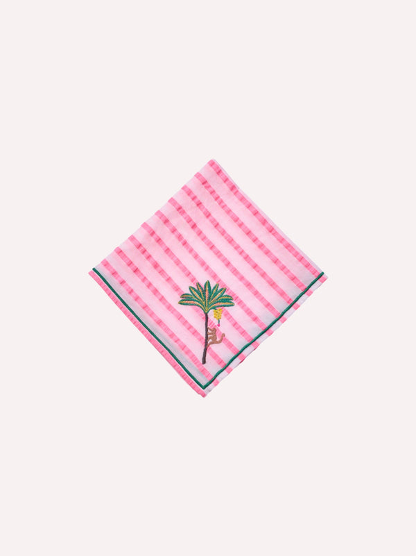 Napkin Palm on Pink Stripes