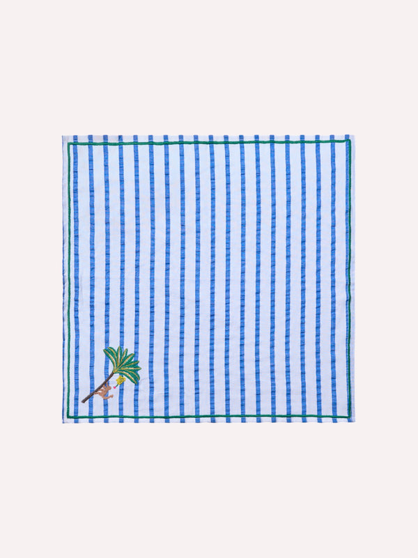 Napkin Palm on Blue Stripes