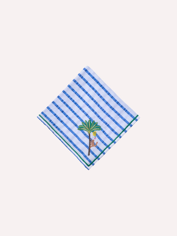 Napkin Palm on Blue Stripes