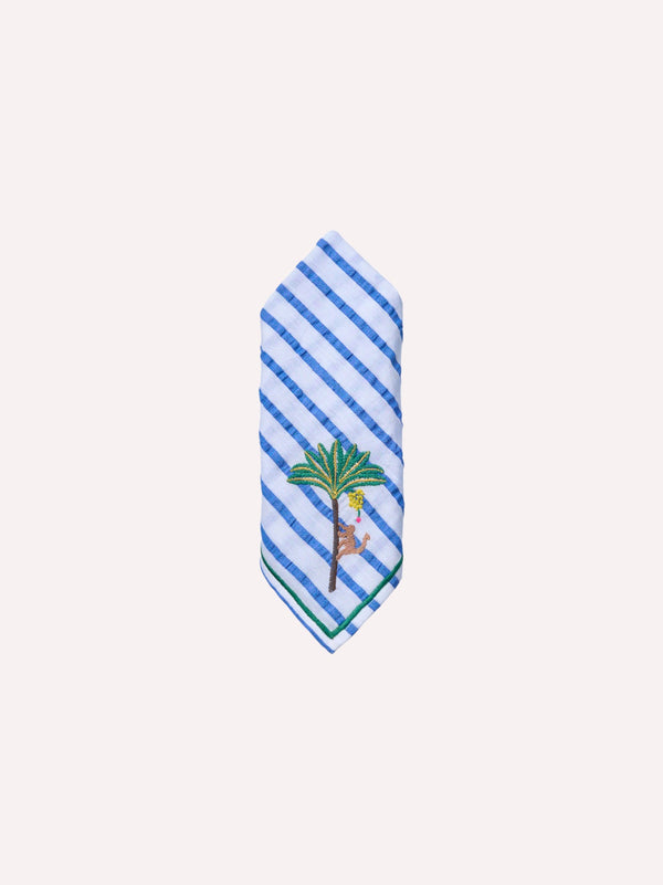 Napkin Palm on Blue Stripes