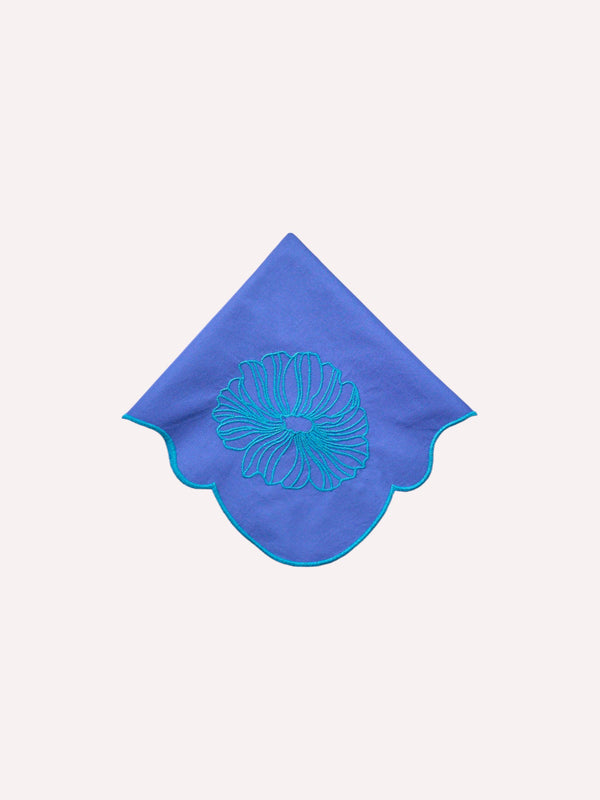 Napkin Petrol Flower on Blue