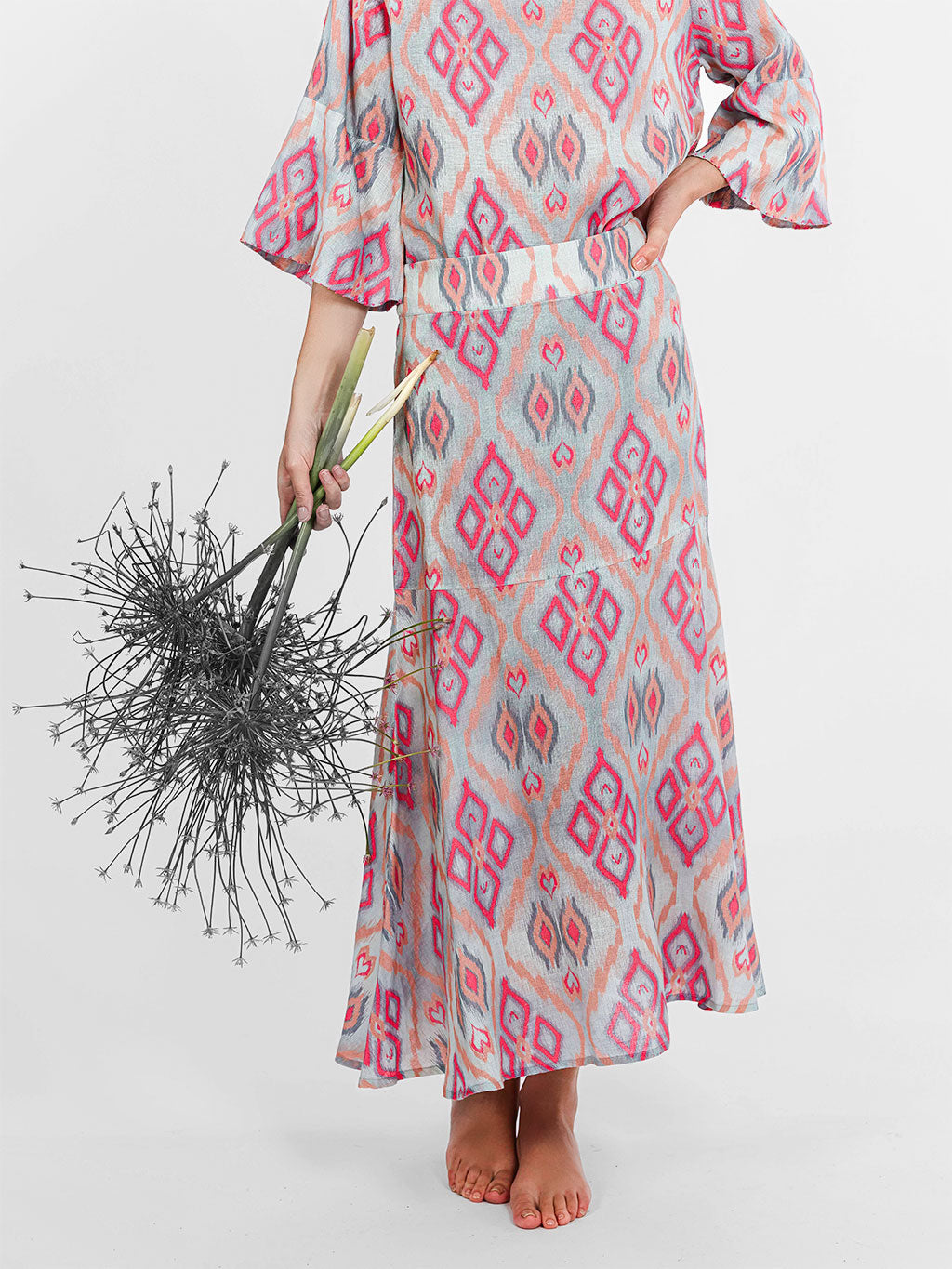 Red Amaranth Skirt Ikat Sorbet