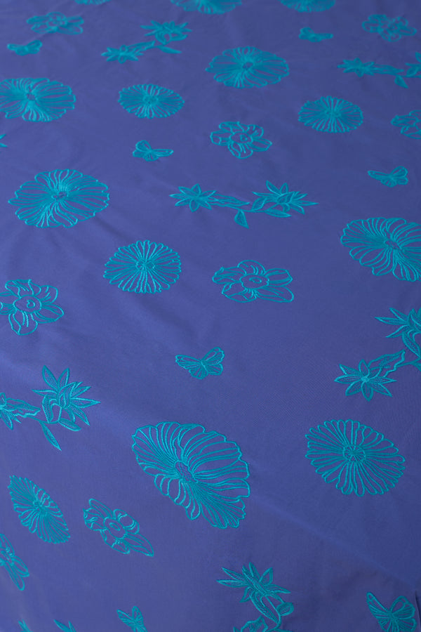 Tablecloth Petrol Flowers on Blue