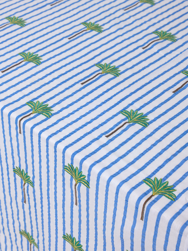 Tablecloth Blue Stripes on White