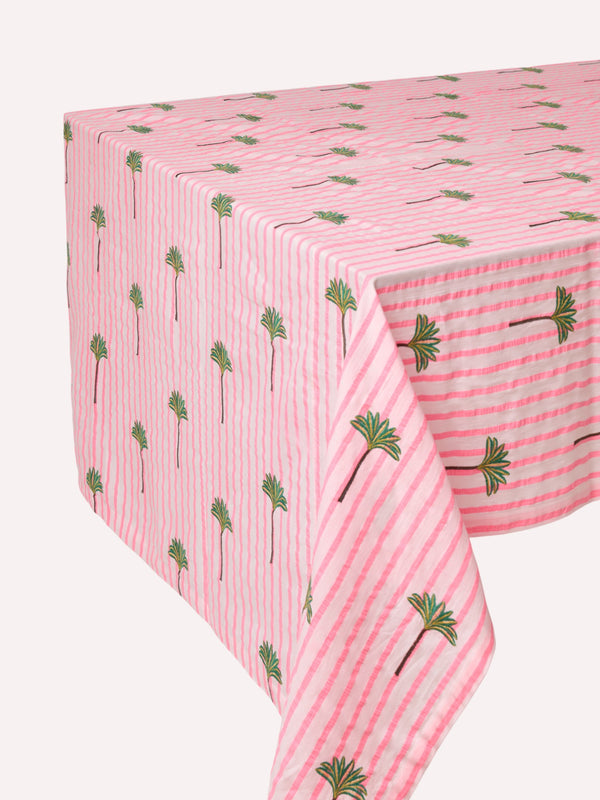 Tablecloth Pink Stripes on White