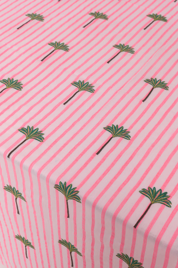 Tablecloth Pink Stripes on White