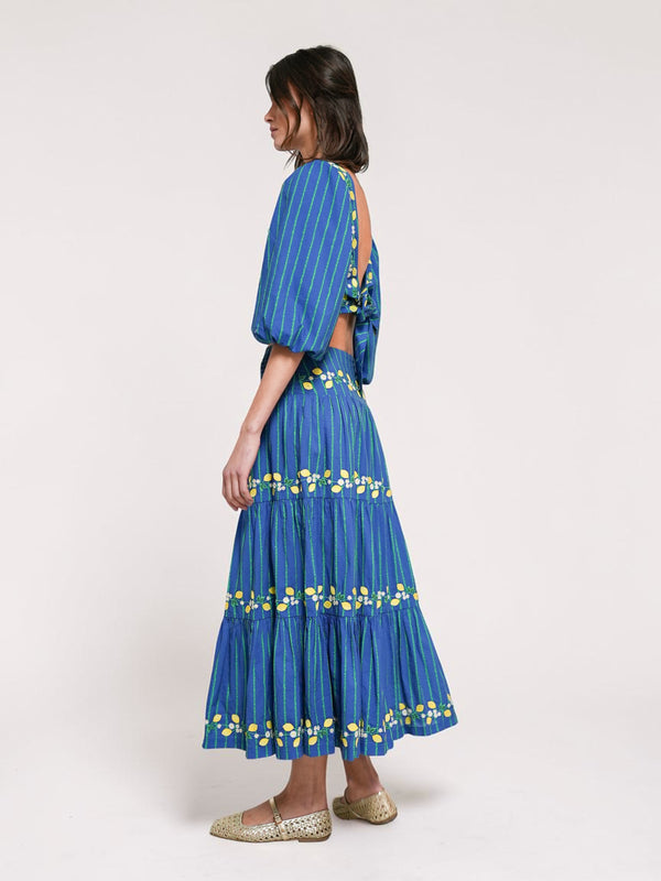 NIMO x CASA PERNICE Blouse Blue Lemon Embroidery