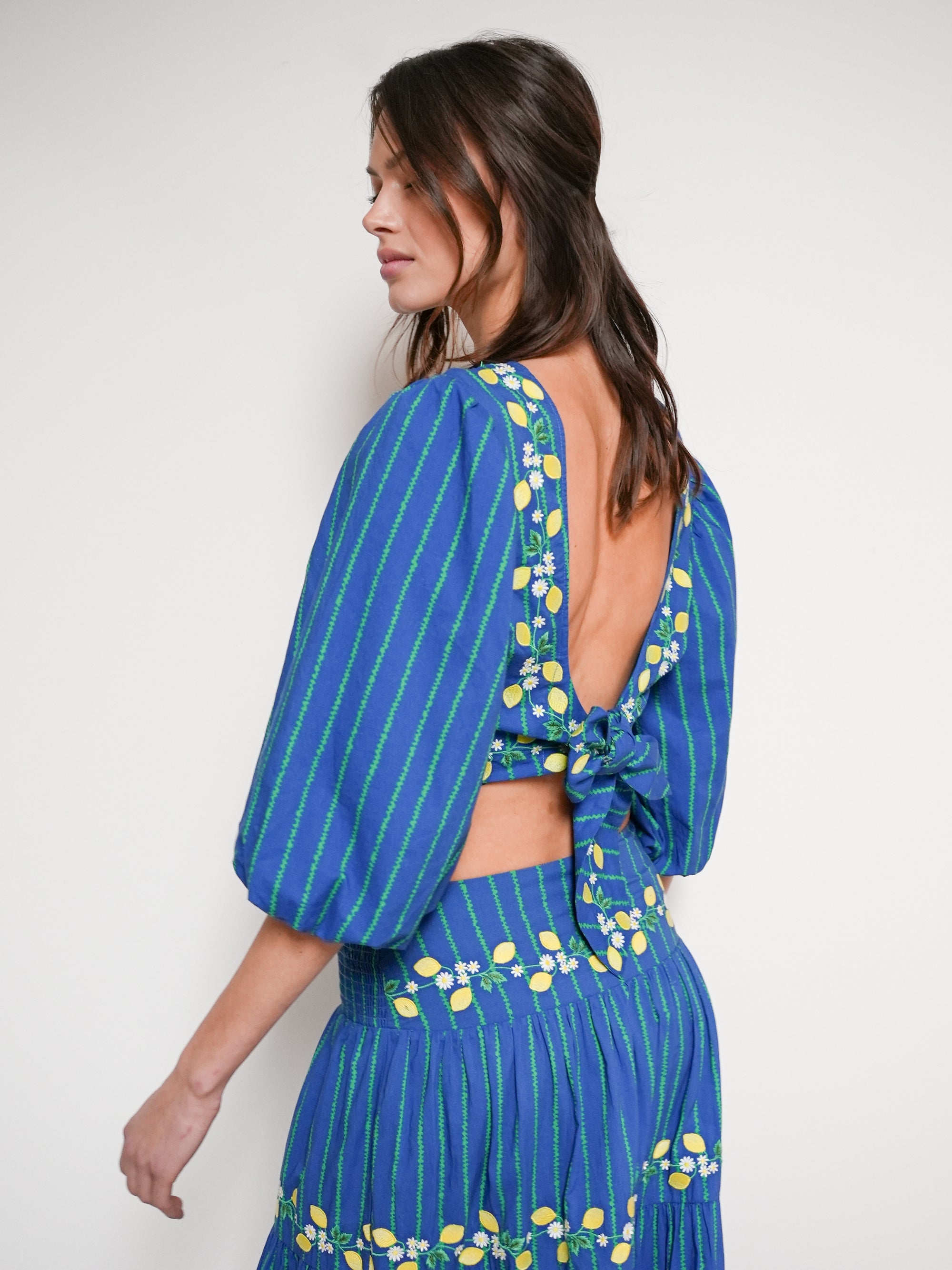 NIMO x CASA PERNICE Blouse Blue Lemon Embroidery