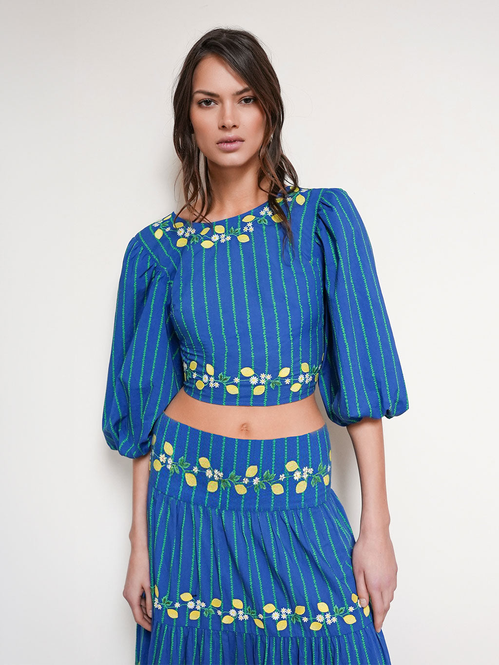 NIMO x CASA PERNICE Blouse Blue Lemon Embroidery