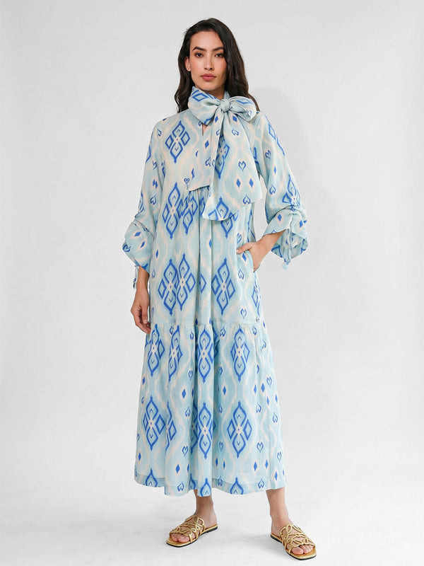 Catmint Dress Ikat Blue