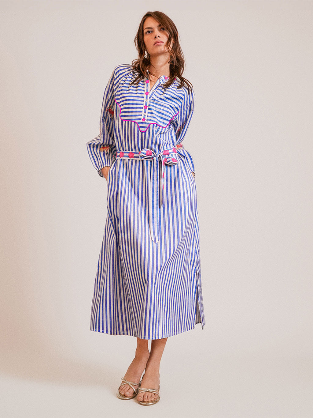 Hellebore Kaftan Donkey on Blue Stripes