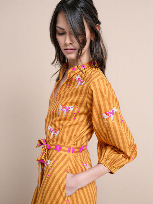 Marigold Dress Donkey on Yellow Stripes