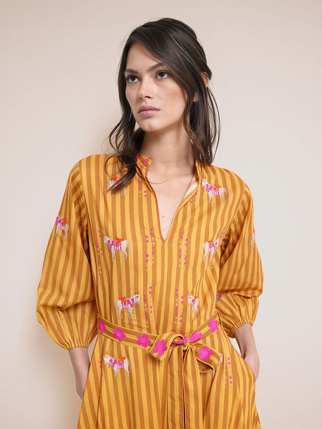 Marigold Dress Donkey on Yellow Stripes