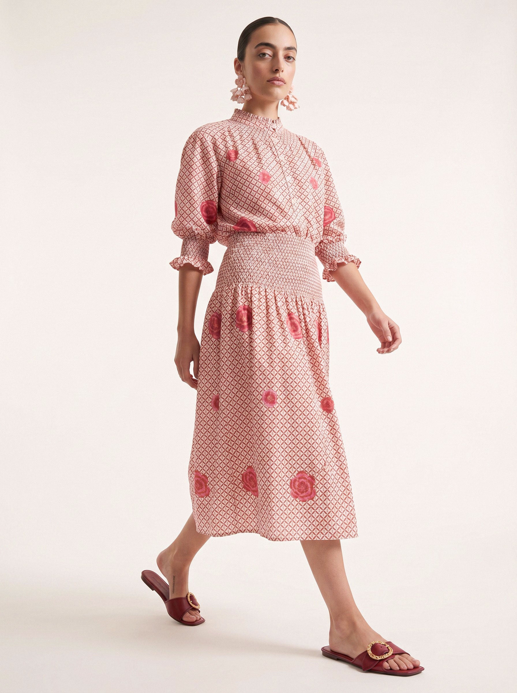 Bergamot Blouse Mustard Peony Embroidery