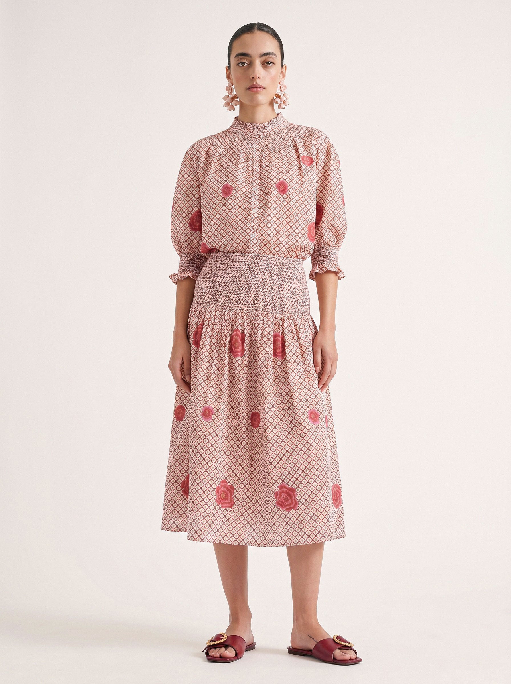 Bergamot Blouse Mustard Peony Embroidery